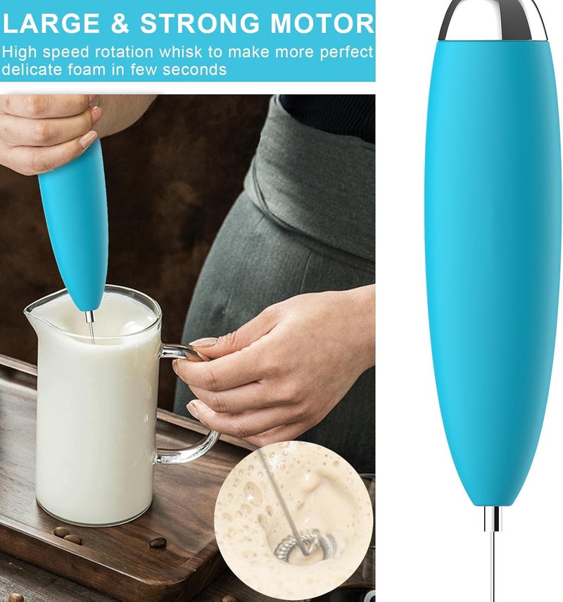 Anteday Milk Frother, Coffee Frother, Whisk, Upgraded Motor Electric Whisk Durable Low Noise Mini Drink Mixer Portable Foam Maker For Cold Milk Bulletproof Coffee Latte, Blue - Image 3